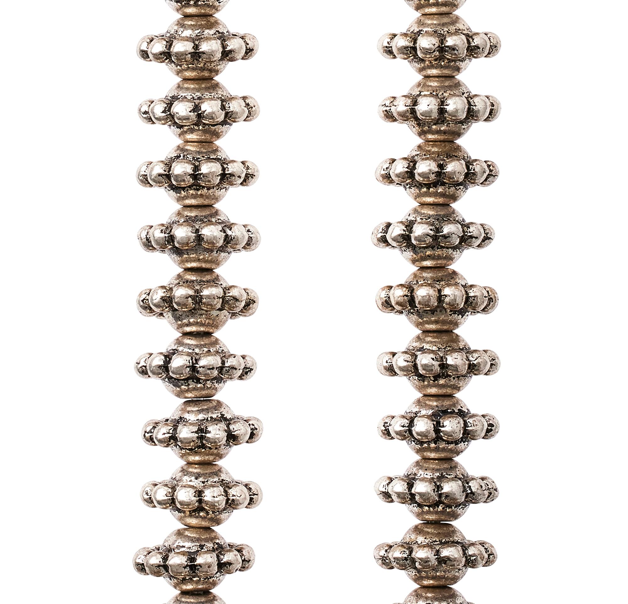 Silver Plated Bumpy Metal Rondel Beads, 10mm by Bead Landing™
